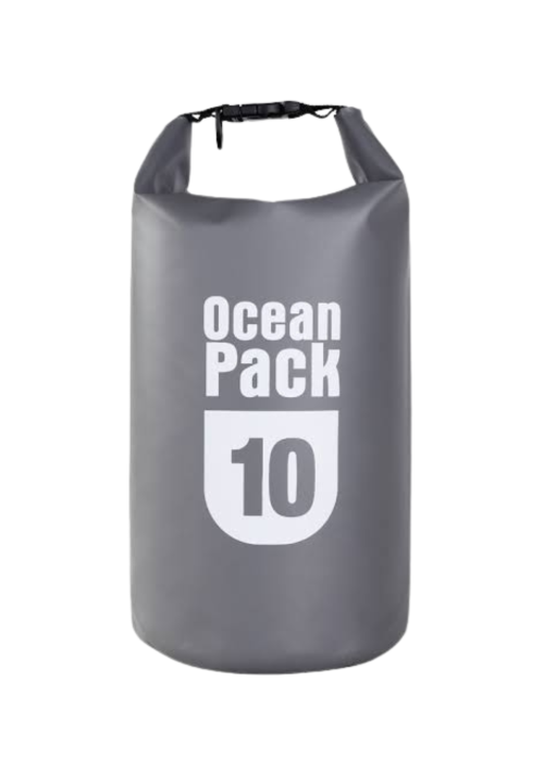 Gray colored 10L dry bag.
