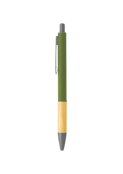 Bamboo click pen in green color.