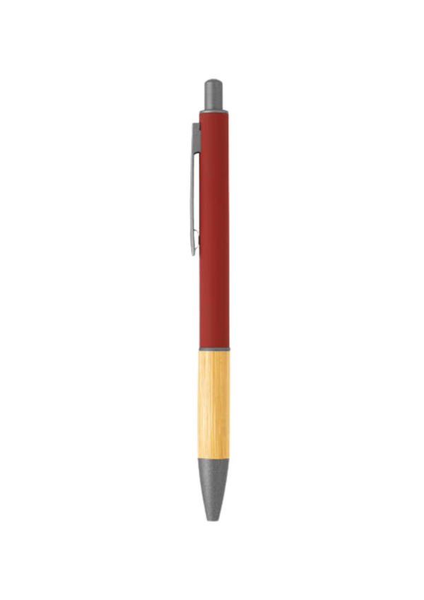 Bamboo click pen in red color.