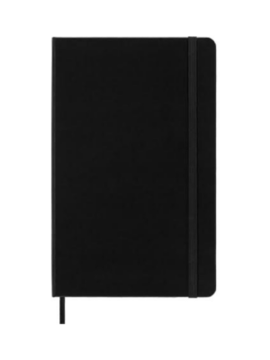 Black thick notebook.