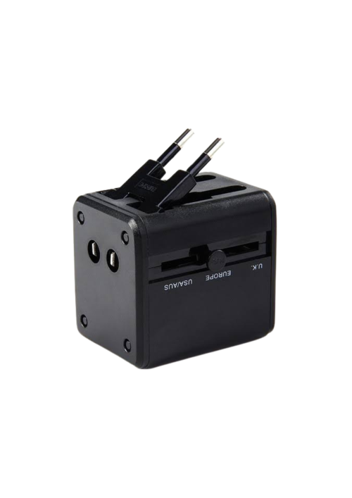 Another angle of the black travel adaptor.