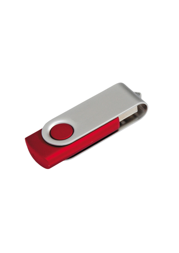 Swivel flash drive in color red.