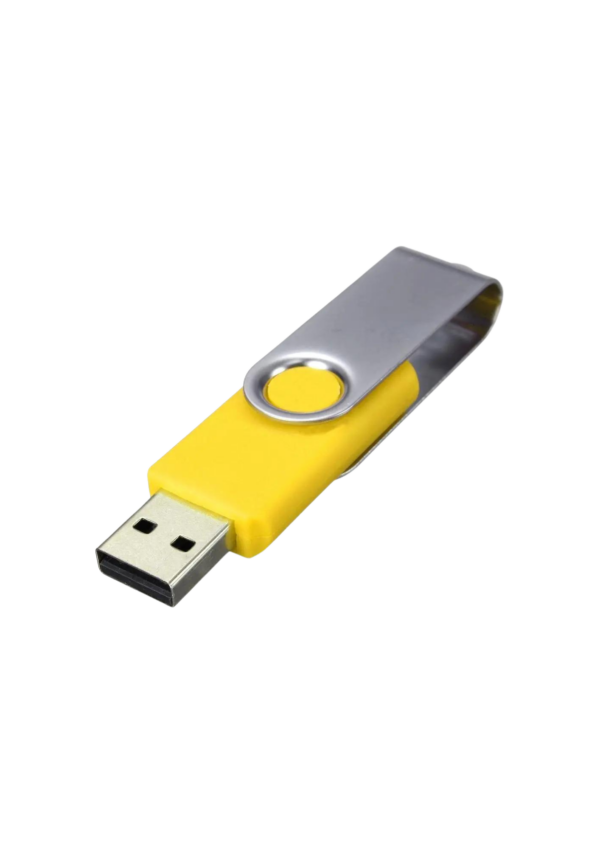 Yellow swivel flash drive.