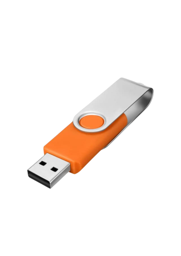 Orange swivel flash drive.