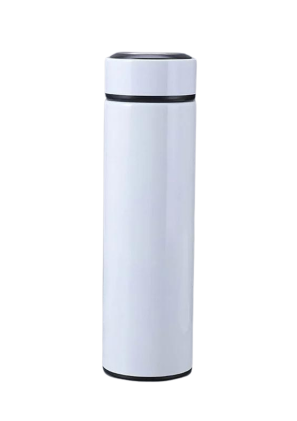Glossy vacuum flask in color white.