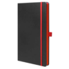 Red color edge notebook.