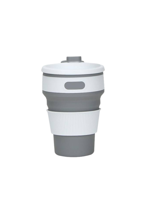 Gray collapsible cup.