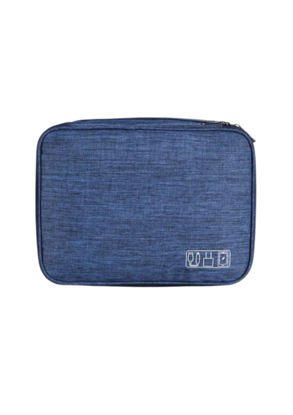 A photo of blue travel organizer bag.