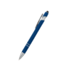 Stylus metal pen in color blue with silver chrome accents.