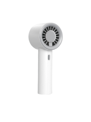 A photo of a handheld fan in color white.