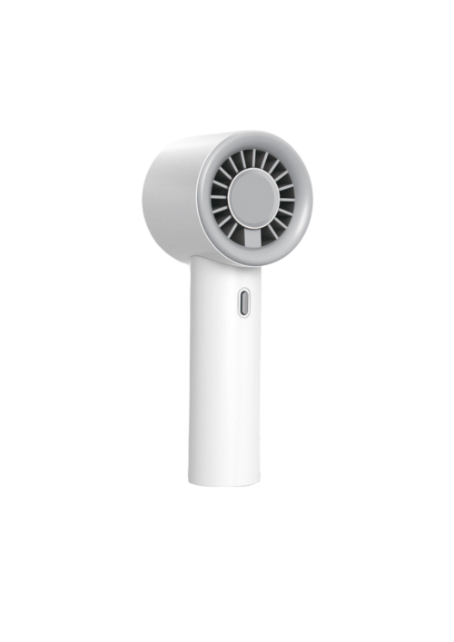 A photo of a handheld fan in color white.