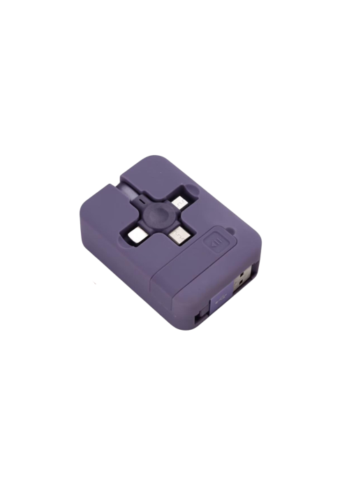 3-in-1 retractable charging cable set in purple color.